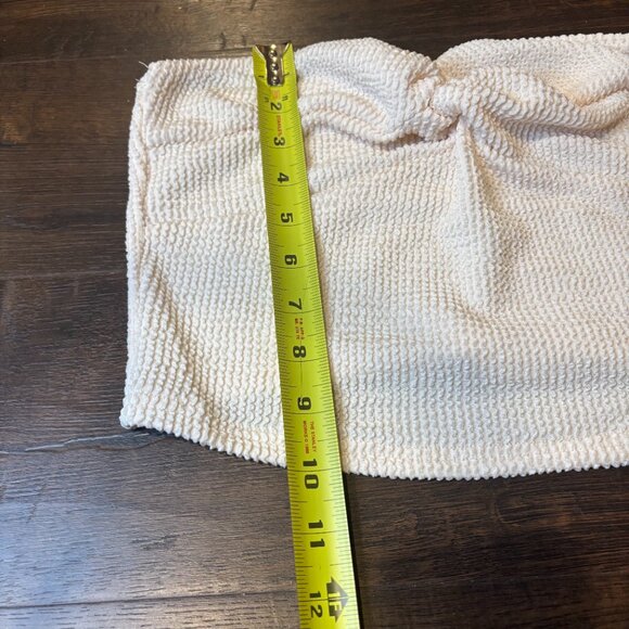 White Strapless Stretch Crop Top Twist Front Festival Summer - Picture 4 of 6